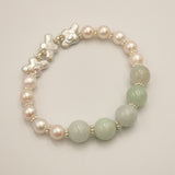Akoya pearl, baroque and jade bracelet