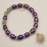 Bracelet perles violettes et moonstone avec pendentif en agate