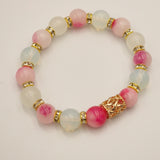 Pink jade bracelet and charm
