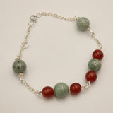 Green jade and agate bracelet