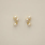 Mini white pearl and zircon earrings