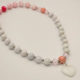 Jade necklace with crystal heart pendant
