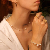 Collier perles et mini-perles blanches