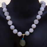 Jade bead necklace and jade pendant