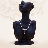 Purple pearl and jade necklace with pendant