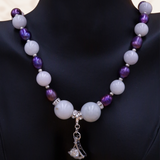 Purple pearl and jade necklace with pendant